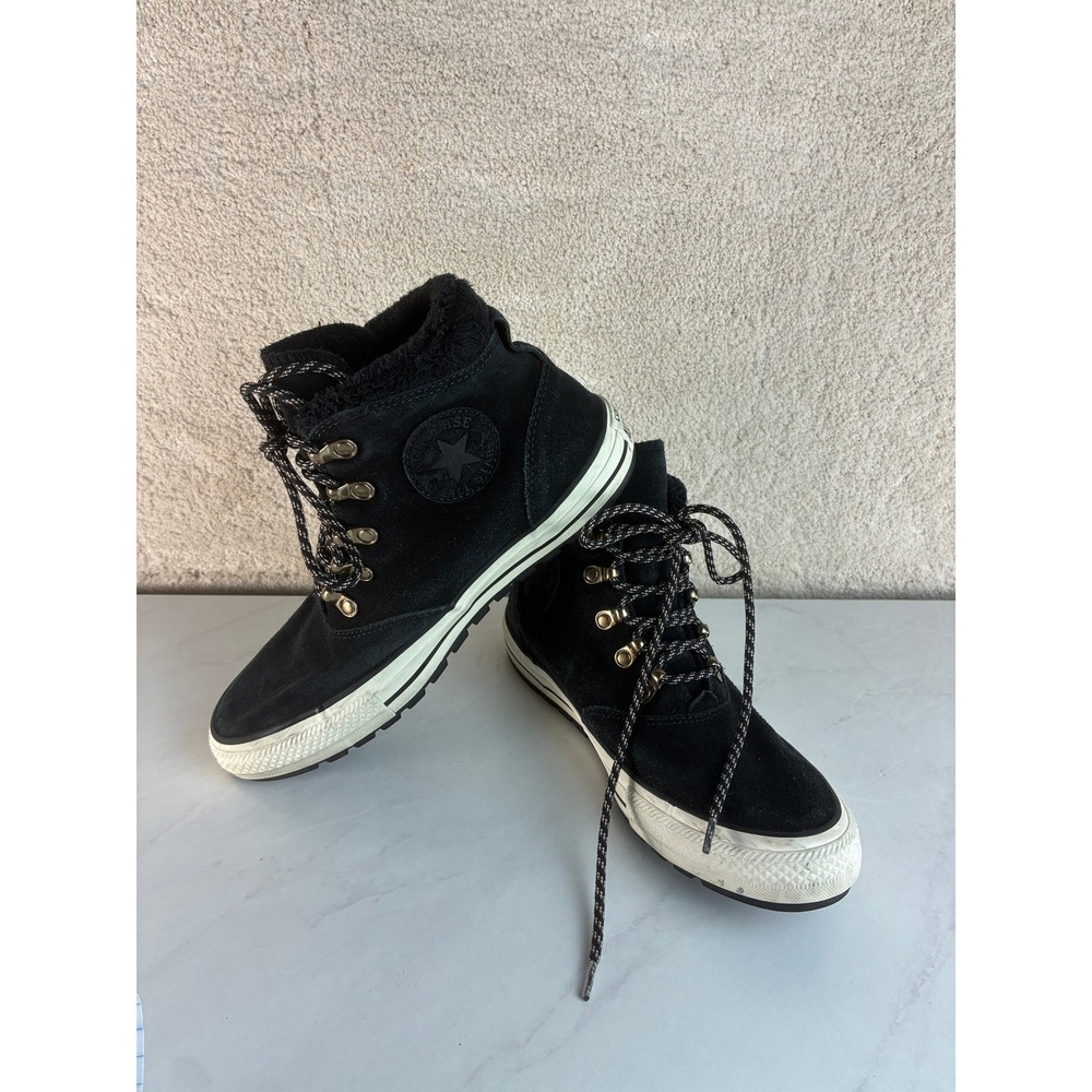 Converse Black Suede City Trek Boot - 9 - Fur Lined Hiking Sneaker Gorpcore Cozy